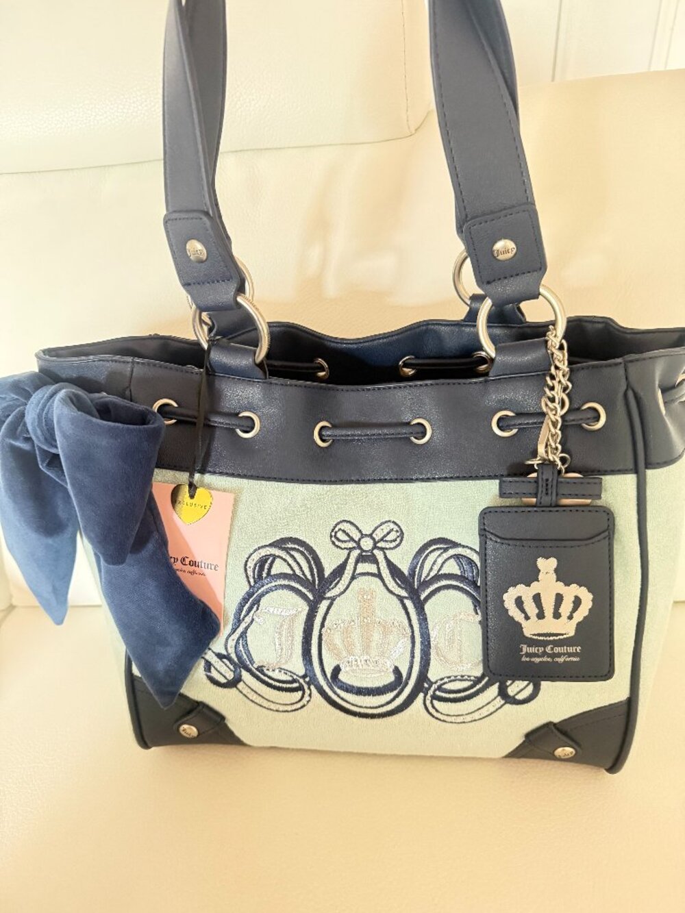 NWT JUICY COUTURE JUICY LOVERS CLUB TOTE SHOULDER BAG W WALLET BLUE